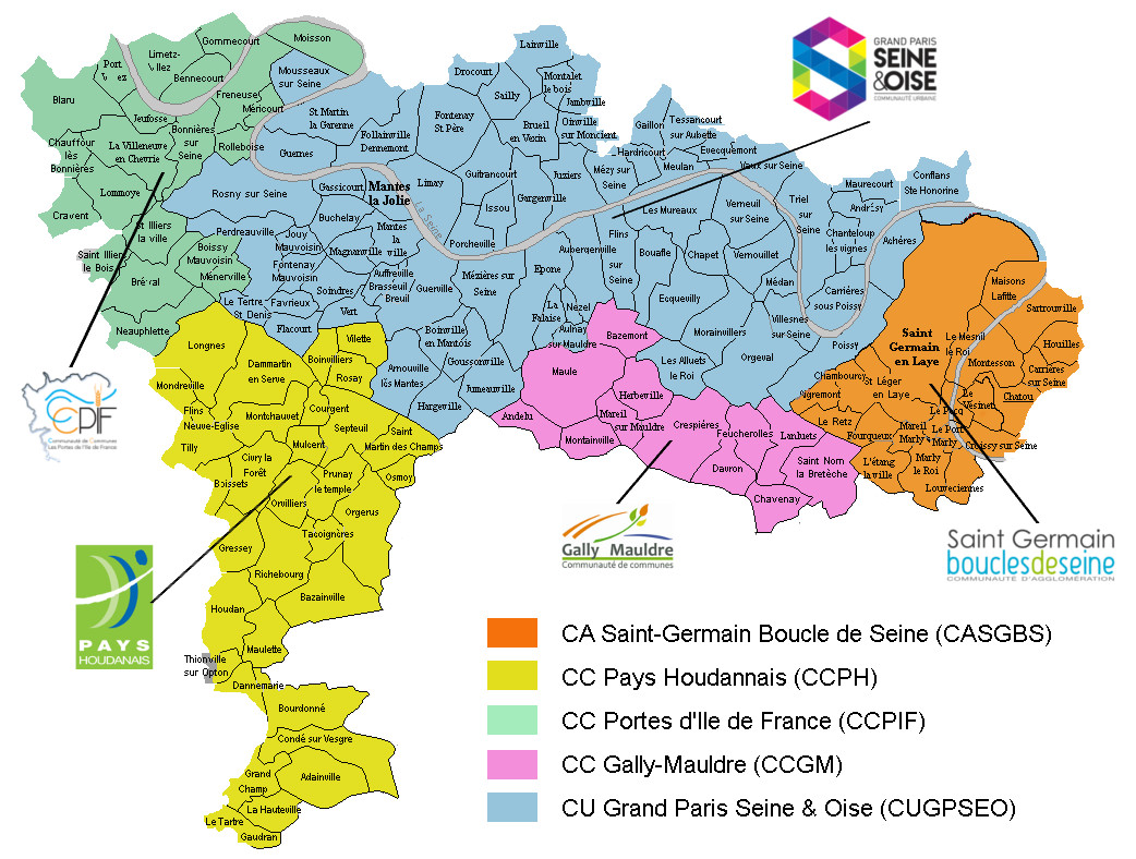 Carte Nord Yvelines 2018 EPCI du territoire
